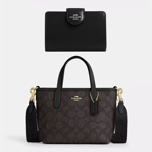 Coach Black and Brown Signature Tote Bag and wallet